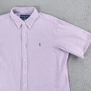 Ralph Lauren Shirt Mens XL Purple Gingham Check Button Down Classic Pony Logo